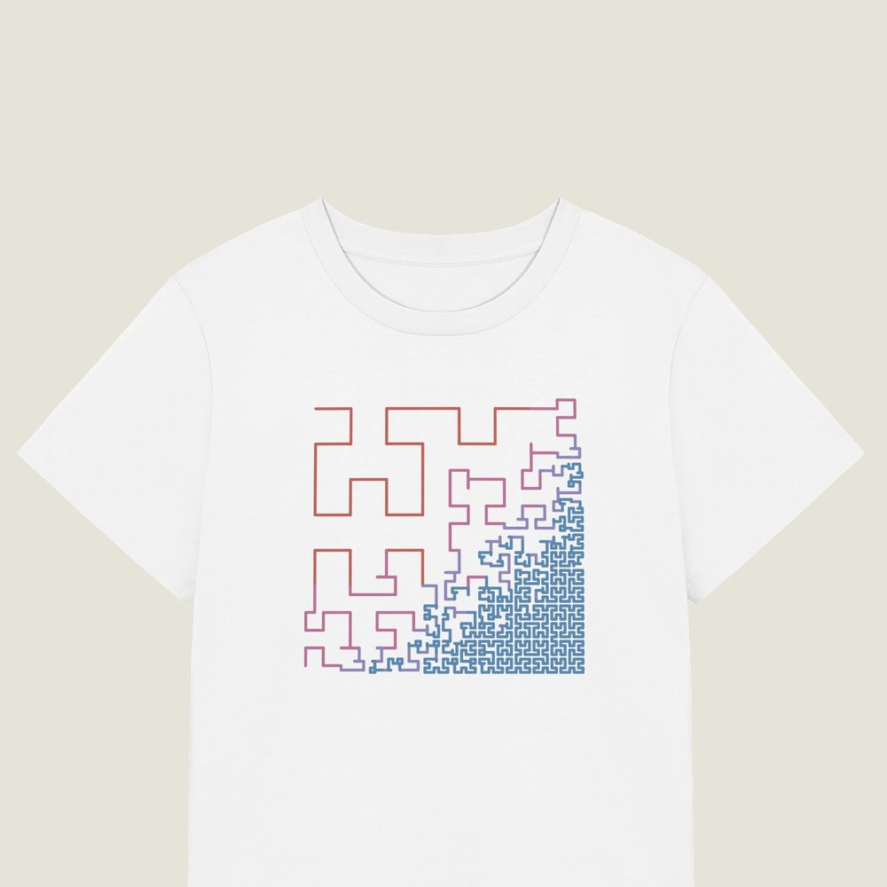 The Deepening Fold on a white Women's organic tee